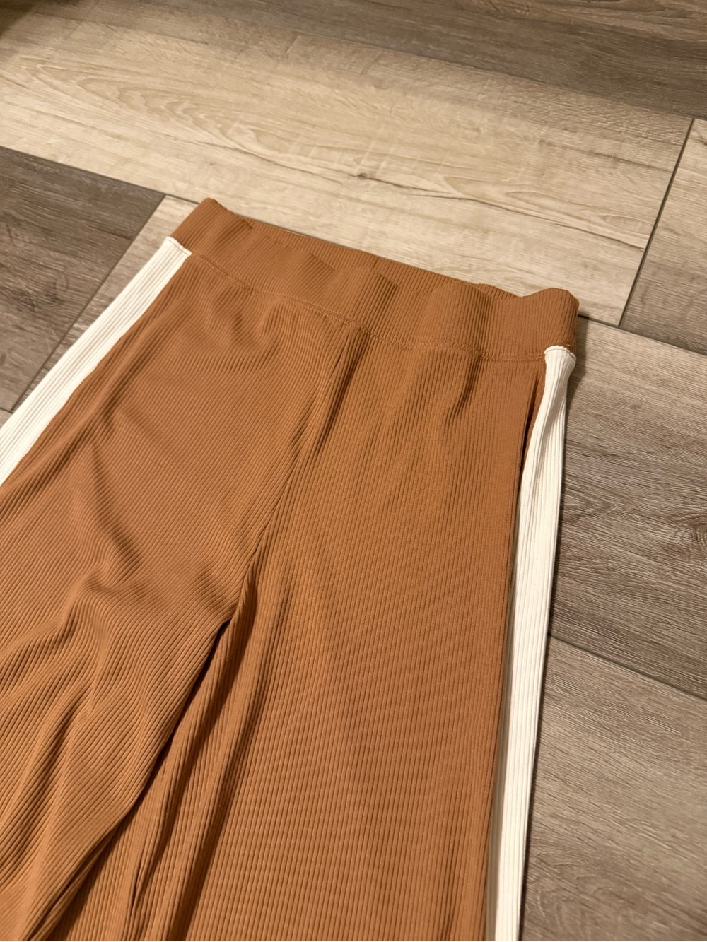 aerie Wide Leg Pants with Cream Side Stripes - Brown - Picture 3 of 8